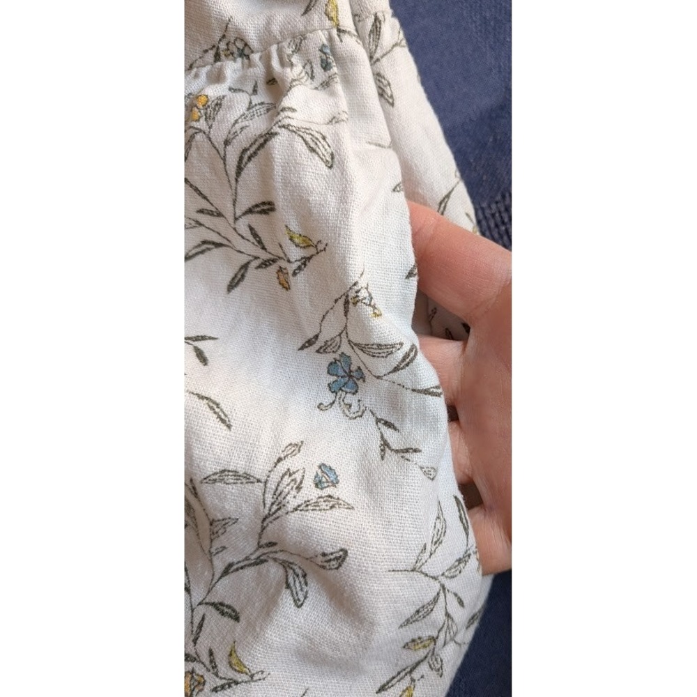 Sun Dress XS Floral Linen Blend Drop V Waist Flowy Resort Beachy Boho Relaxed - Picture 8 of 12